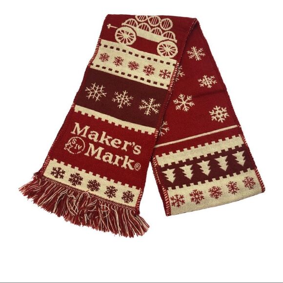 Makers Mark Winter Scarf Red/Cream 7 x64 “ - Picture 1 of 3